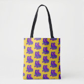 Tote Bag Retro 80s 90s Roller Skates Motif en Jaune (Devant)