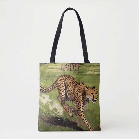 Tote Bag Rétro Afrique Guépard Scénique (Devant)