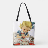 Tote Bag Rétro Anniversaire Fille Cake Cat Enfants Artwork (Dos)