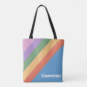 Tote Bag Retro Arc-en-ciel Diagonale rayures personnalisées (Dos)