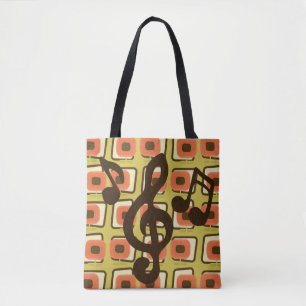Tote Bag Retro Atomic Era Mid Century Musique MCM Moderne