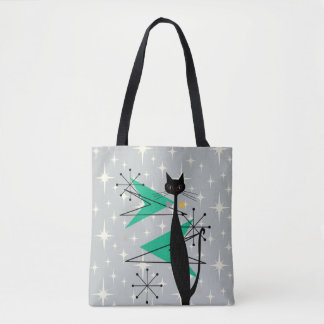 Tote Bag Retro Atomique MCM Cool Chat sur Grey