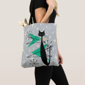 Tote Bag Retro Atomique MCM Cool Chat sur Grey (De près)