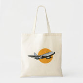 Tote Bag Retro Avion Vintage Jet Voyage Design (Devant)