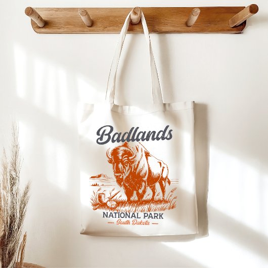 Tote Bag Retro Badlands National Park Souvenir Design