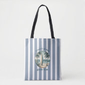 Tote Bag Retro Beach Club Anniversaire Fête sur mesure rayé (Devant)