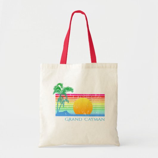 Tote Bag Retro Beach Grand Cayman (Devant)