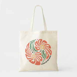 Tote Bag Retro Boho Floral Citation Focus Sur Le Bon