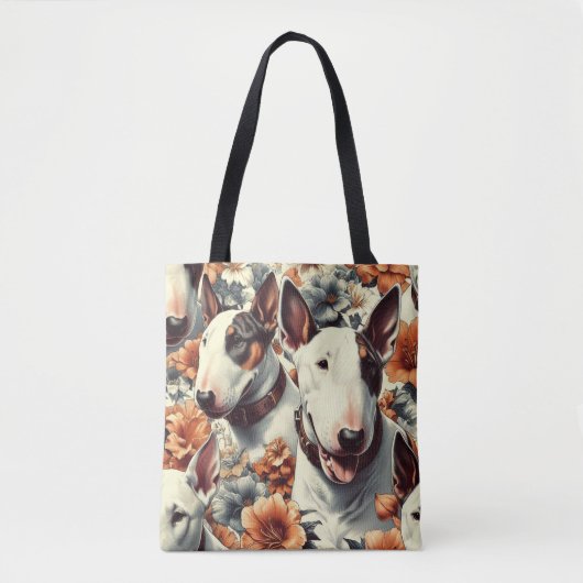 Tote Bag Retro Bull Terrier Peinture sans fil (Devant)
