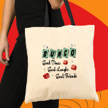 Tote Bag Retro Bunco<br><div class="desc">Retro Bunco design avec dés rouges. Le design comprend des couleurs rétro des années 50. Les bons amis,  les bons moments et les bons rires font un grand prix ou un cadeau.</div>