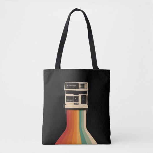 Tote Bag Retro Camera with Rainbow Print (Devant)