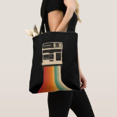 Tote Bag Retro Camera with Rainbow Print (De près)