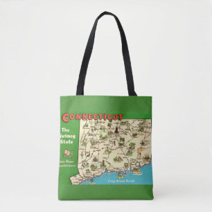 Tote Bag Rétro, carte vintage du Connecticut