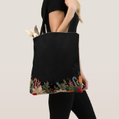 Tote Bag Retro Christmas floral pattern in black (De près)