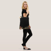 Tote Bag Retro Christmas floral pattern in black (Sur le modèle)