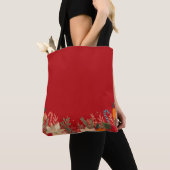 Tote Bag Retro Christmas floral pattern in red (De près)