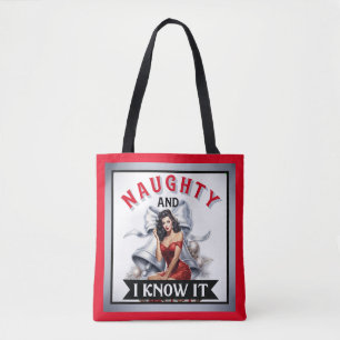 Tote Bag Rétro Coquine et je sais que c'est Noël Pin-Up