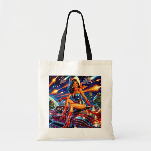 Tote Bag Retro Cowgirl Pin-Up (Devant)