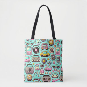 Tote Bag Rétro Cuties : Pastels Fantaisistes