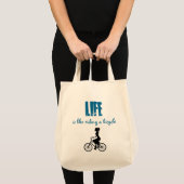 Tote Bag Rétro cycliste de fille - la vie est comme monter (Devant (produit))