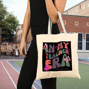 Tote Bag Retro Dans Mon Enseignant Era Eléments Neon