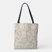 Tote Bag rétro dessin noir et blanc des têtes (Dos)