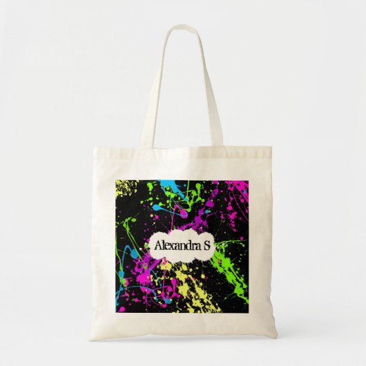 Tote Bag Rétro éclaboussure au néon fraîche de peinture sur (Devant)