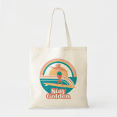 Tote Bag Rétro Fille Surfeuse Reste Dorée Côtière (Devant)