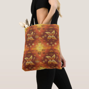 Tote Bag Rétro floral d'or de Bohème