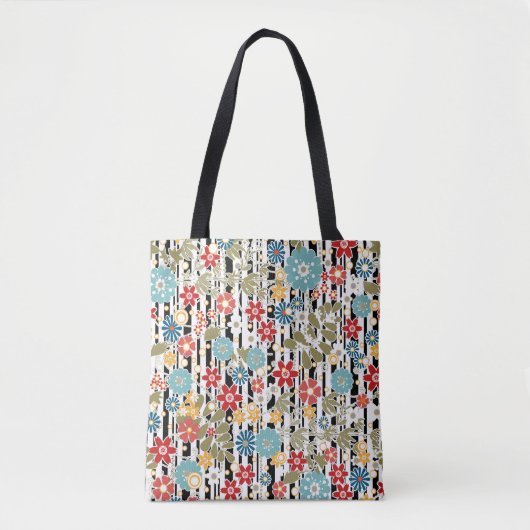 Tote Bag Rétro, floral rétro (Devant)