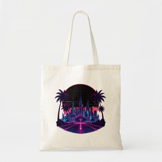 Tote Bag Rétro Futurisme Néoon Synthwave (Devant)