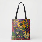 Tote Bag Retro Futuristic Mardi Gras Black Cat Martini Club (Devant)