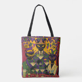 Tote Bag Retro Futuristic Mardi Gras Black Cat Martini Club (Dos)