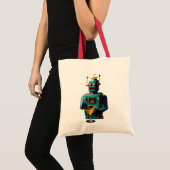 Tote Bag Retro Futuristic Robot ROBIA 12J2 Mixologist (Devant (produit))