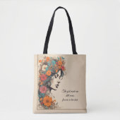 Tote Bag Retro Girl avec des fleurs dans ses cheveux (Devant)