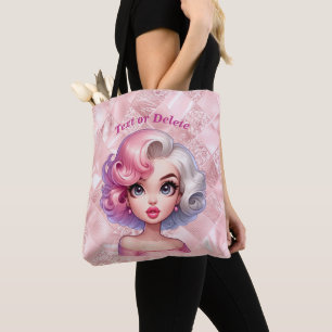 Tote Bag Retro Glamor Girl Animée mignonne Cartoon Beauté