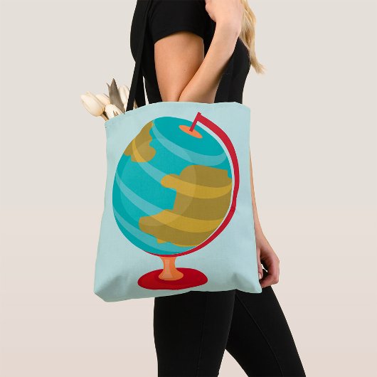 Tote Bag Retro Globe Illustration Vintage Earth Map