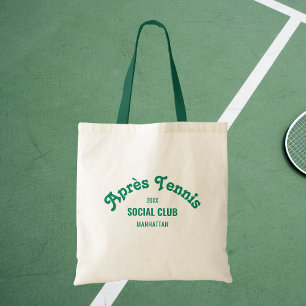 Tote Bag Retro Green Après Tennis Social Club Poignée Verte
