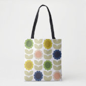 Tote Bag Retro Groovy Summer Flowers Stems (Devant)