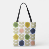 Tote Bag Retro Groovy Summer Flowers Stems (Dos)