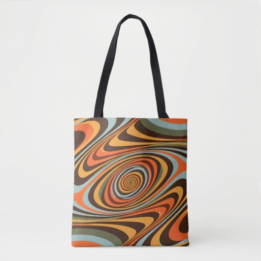 Tote Bag Retro Groovy Swirl Pattern 70s Psychedelic Vortex (Devant)