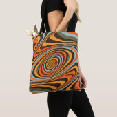 Tote Bag Retro Groovy Swirl Pattern 70s Psychedelic Vortex (De près)