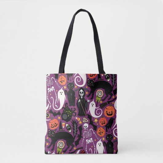 Tote Bag rétro halloween violet (Devant)