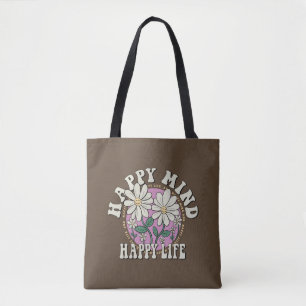 Tote Bag Retro Happy Mind Happy Life
