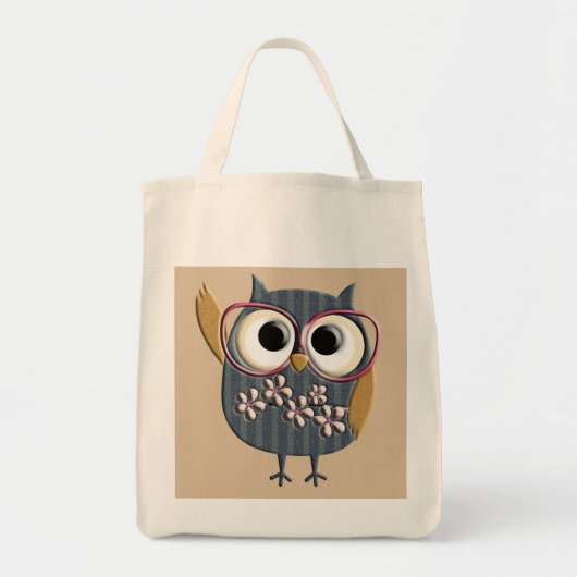Tote Bag Rétro hibou vintage (Devant)