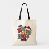Tote Bag Retro Ho Ho Ho Noël Holiday Holly Santa Hat (Dos)