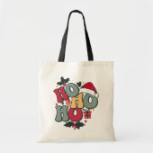 Tote Bag Retro Ho Ho Ho Noël Holiday Holly Santa Hat (Devant)