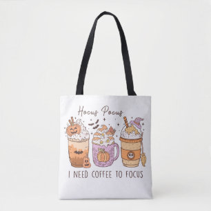 Tote Bag Retro Hocus Pocus J'ai besoin de café pour me conc