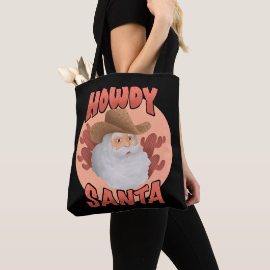 Tote Bag Retro Howdy Père Noël Rustic Cowboy Noël (De près)