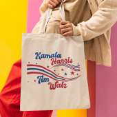 Tote Bag Retro Kamala Harris Tim Walz Cute Election